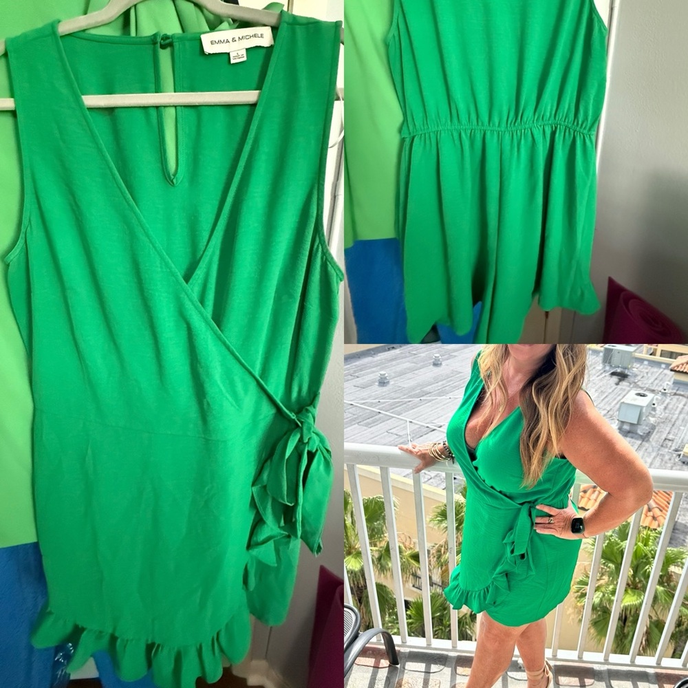 Green Wrap Skort Romper